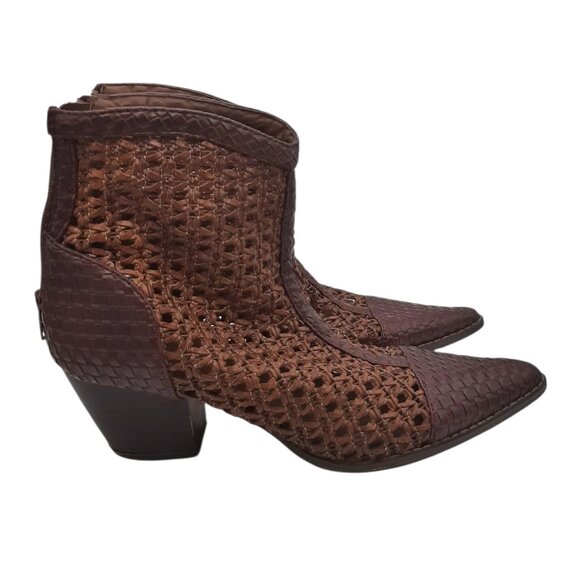 Coconuts By Matisse Caught Up Woven Leather Perforated Western Style Boots 7.5 - Picture 2 of 14